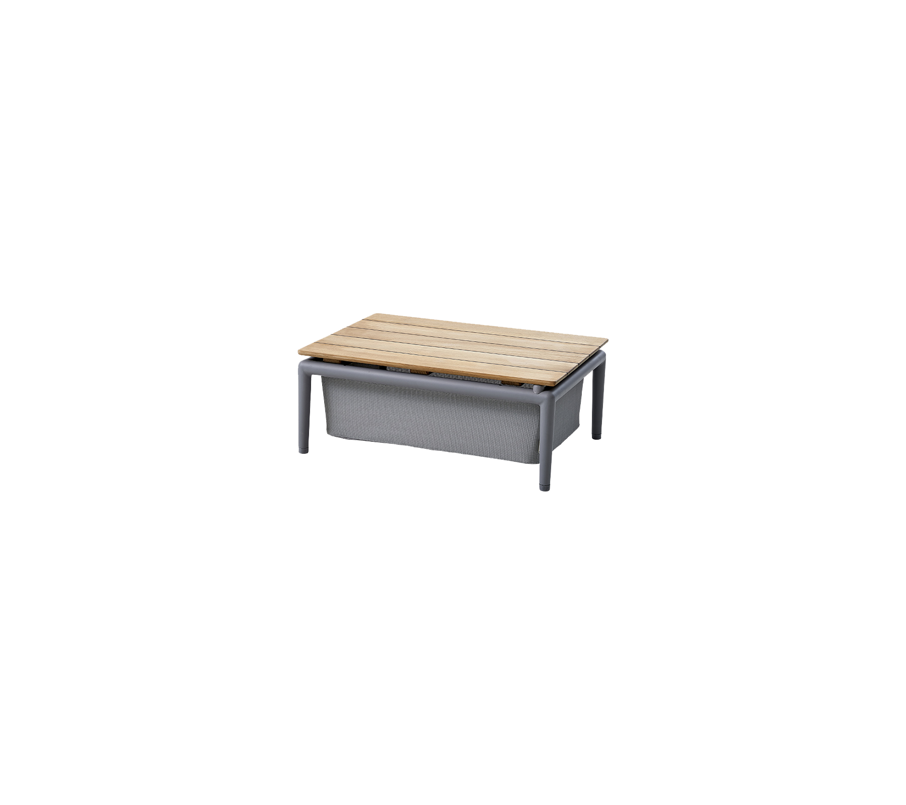 Rectangular table with a wooden top and a sturdy, gray frame, designed for versatile use in various settings.