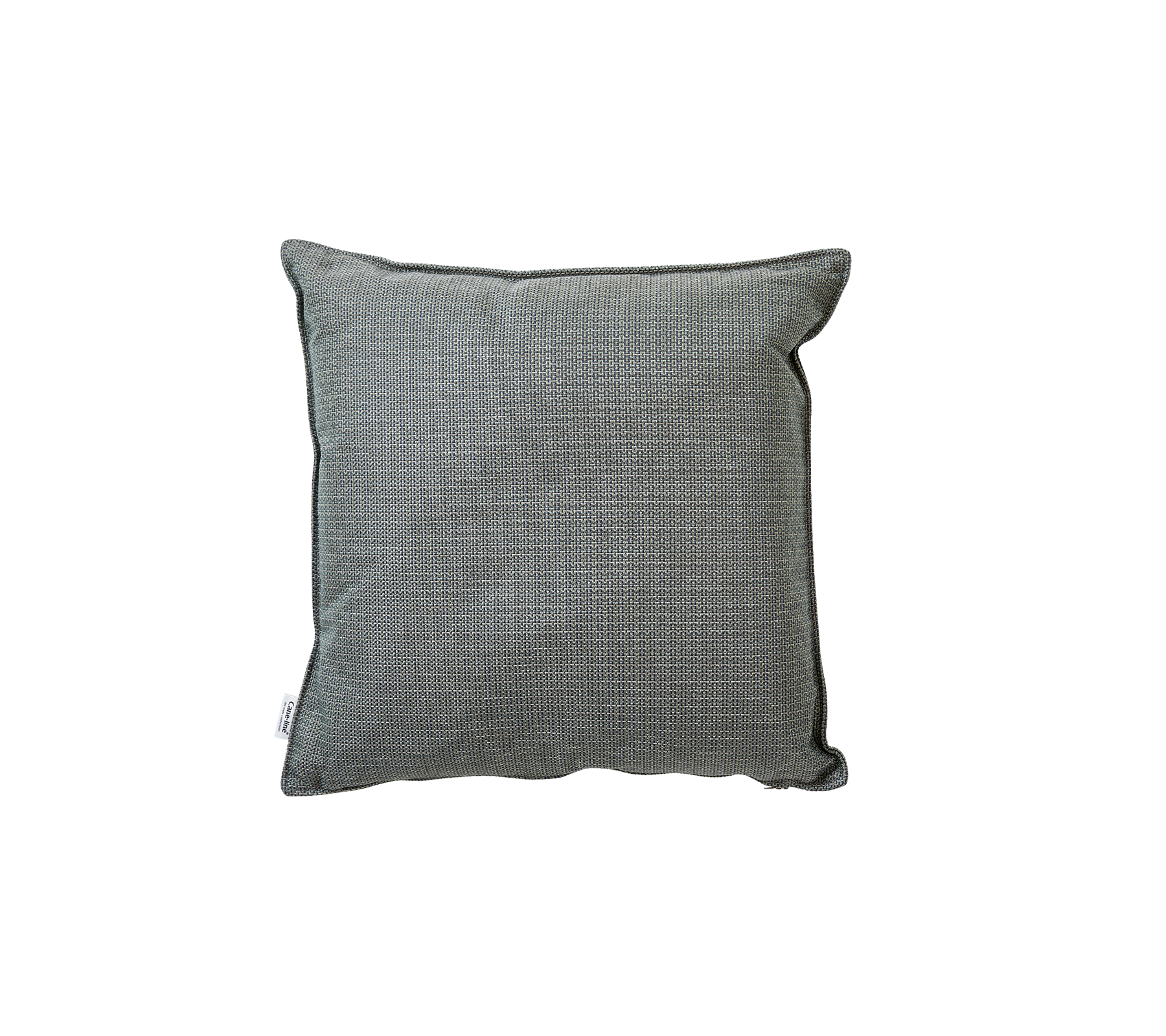 Green checkered cushion with a textured surface, featuring a piped edge for added detail and style.