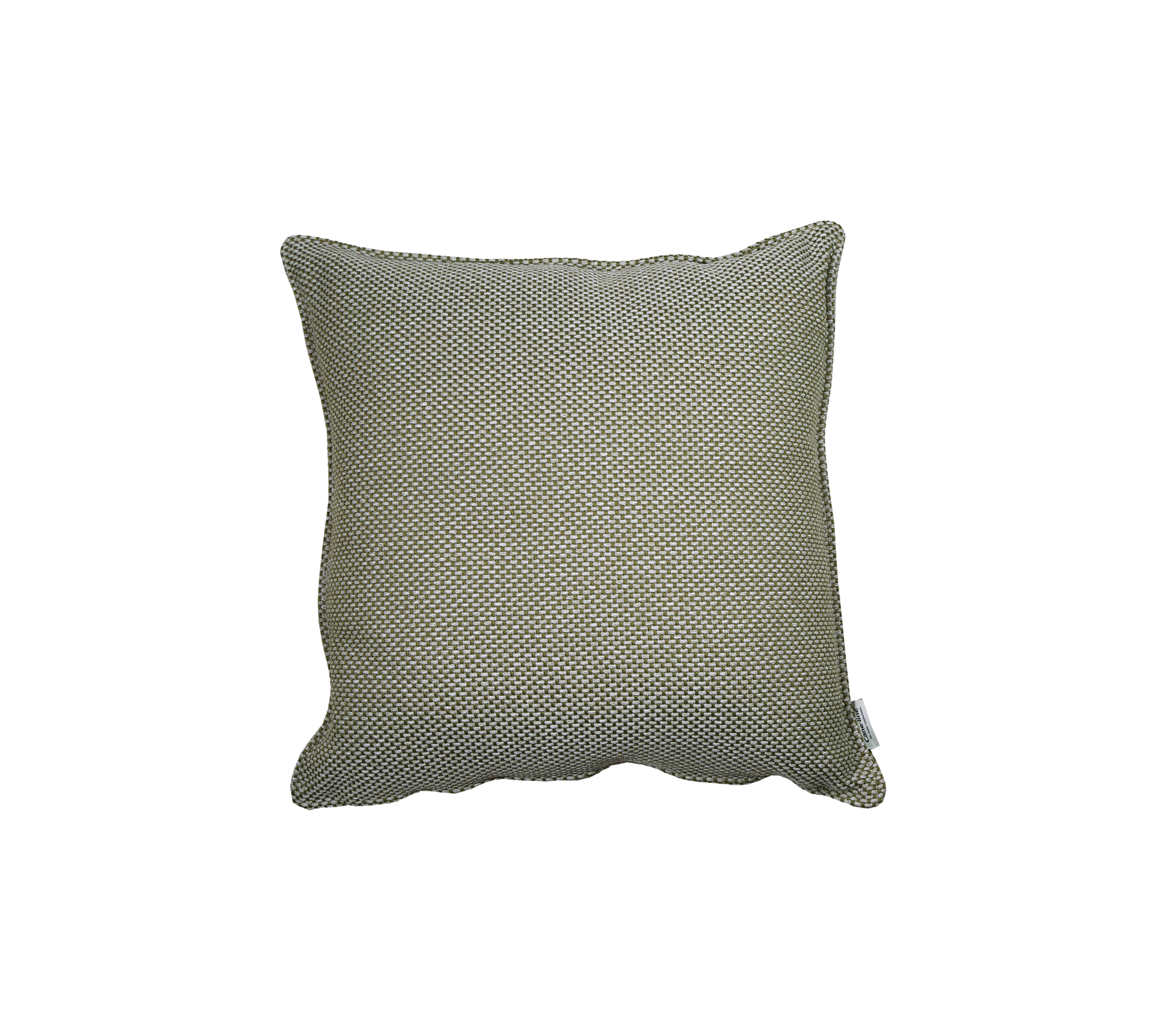 Square decorative pillow in a subtle green color with a textured pattern, perfect for adding comfort and style to any space.