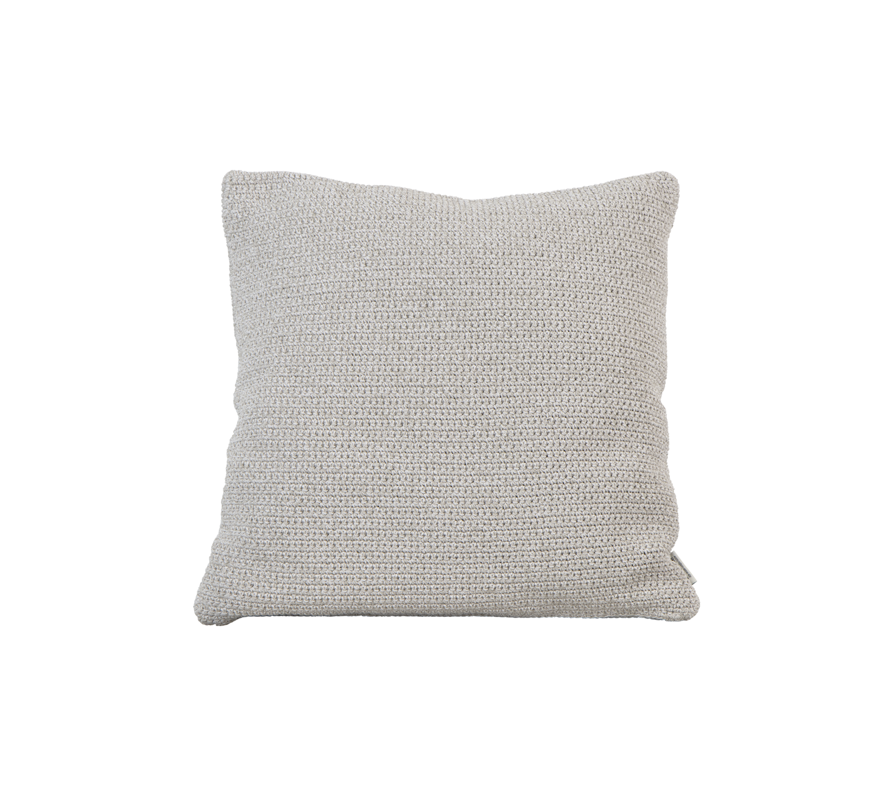 Textured square pillow in a soft, neutral color, perfect for adding comfort and style to any space.