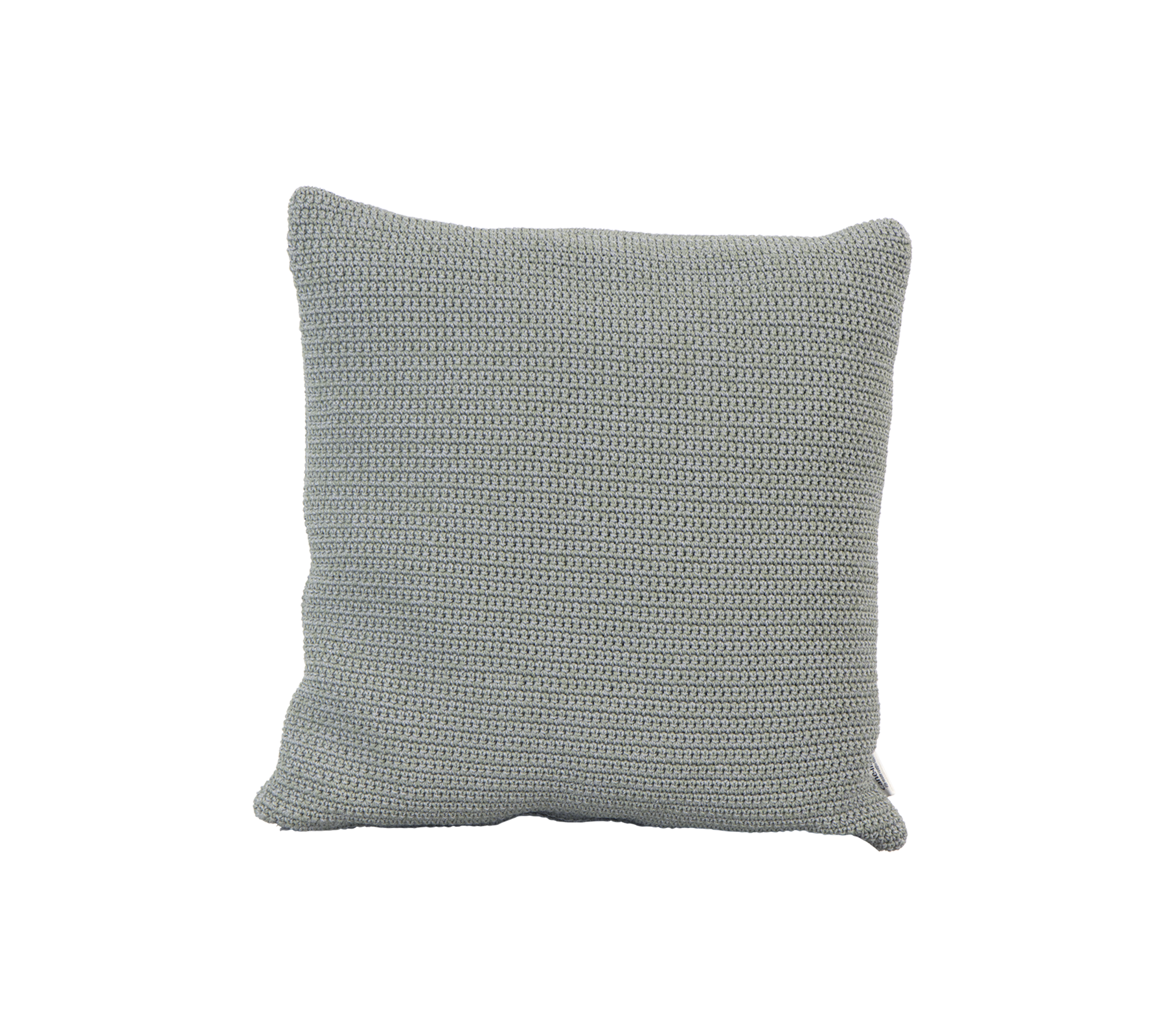 Textured square cushion in a soft gray hue, adding a cozy accent to any space.