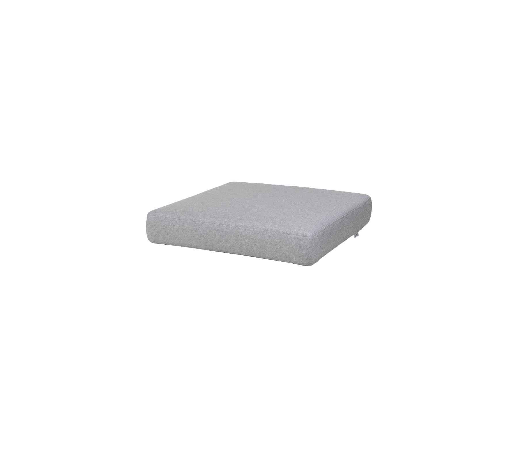 Gray square cushion with a smooth surface, designed for versatile seating or decorative purposes.