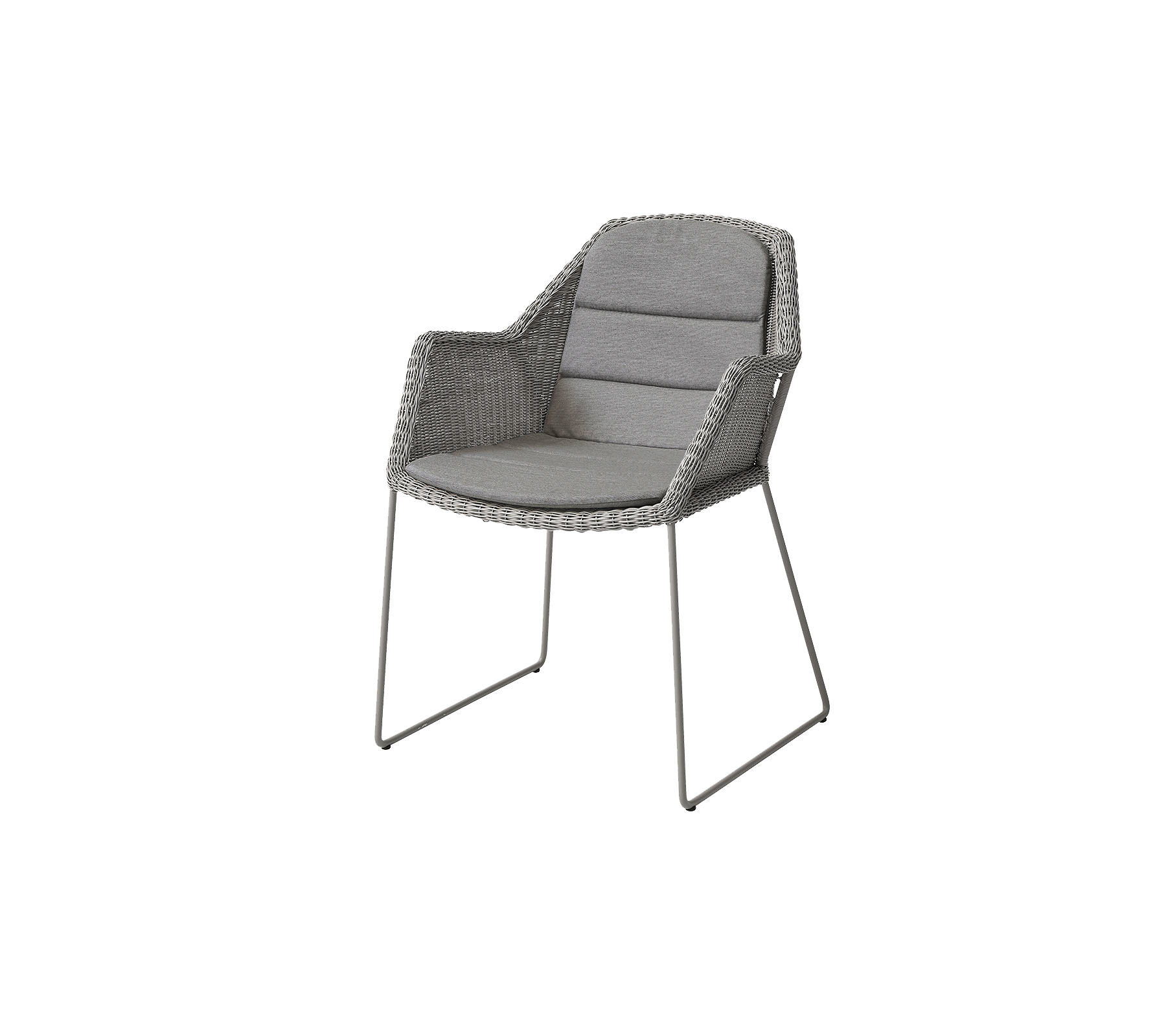 Stylish chair featuring a woven design, soft padding, and sleek metal legs, perfect for modern decor.