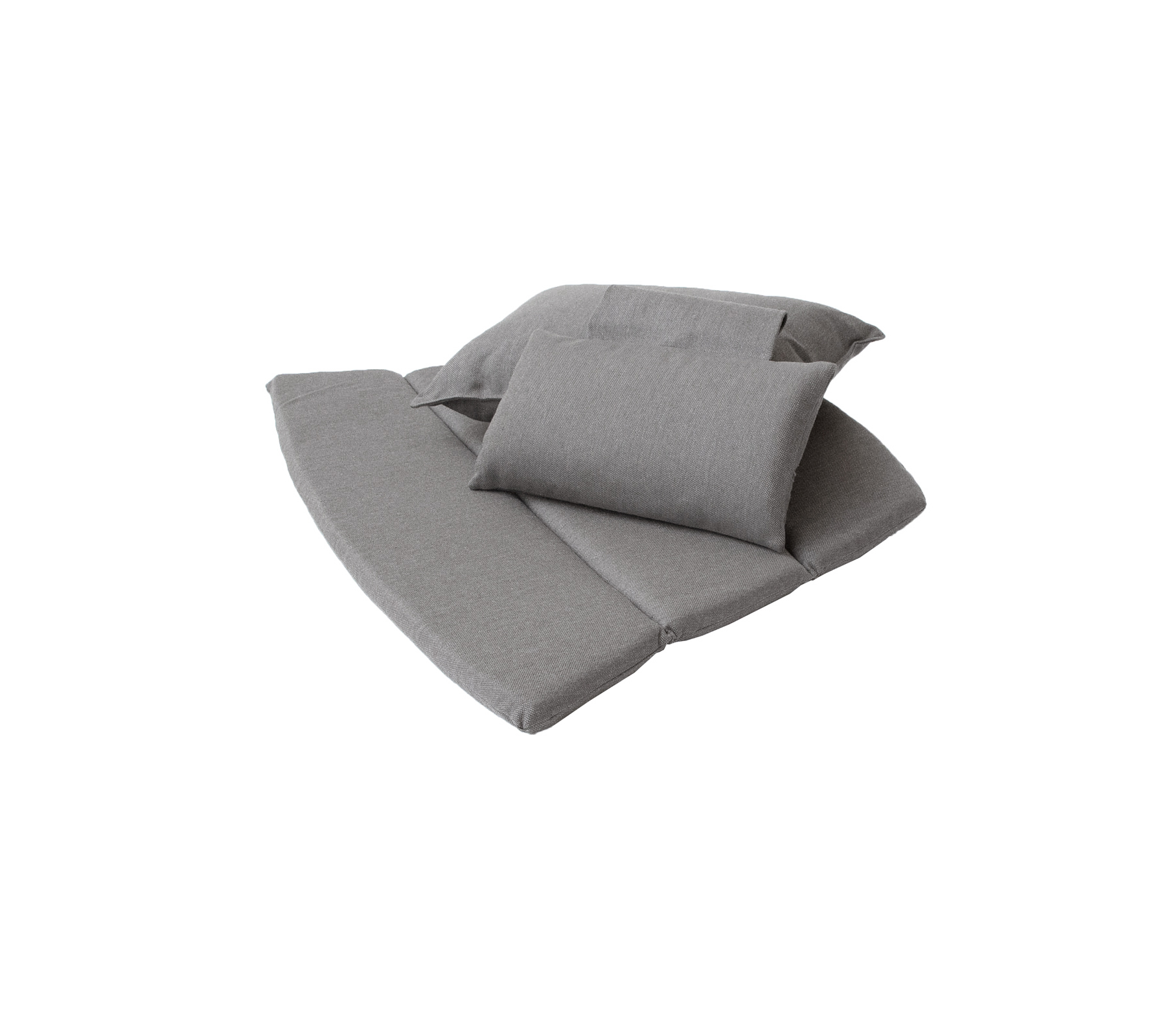 Gray cushions in various sizes arranged neatly, providing a stylish and comfortable seating option.