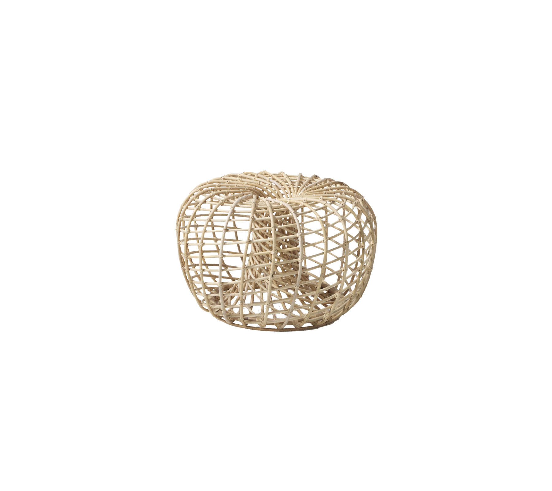 Natural woven basket-shaped seat with a circular design, showcasing an open, airy structure in a light tone. Ideal for versatile decor.