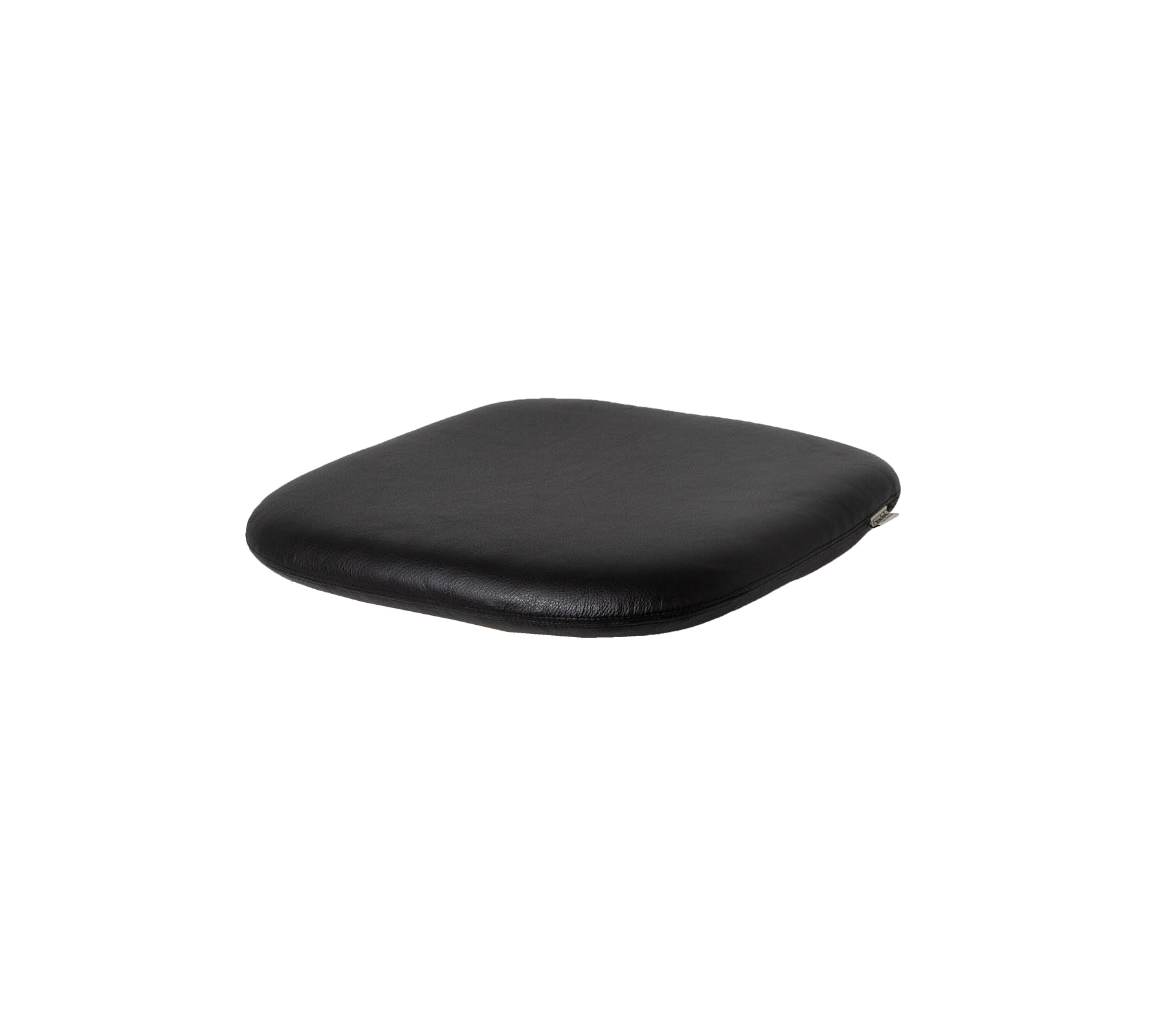Black cushion pad with a smooth surface, designed for comfort and support in various applications.