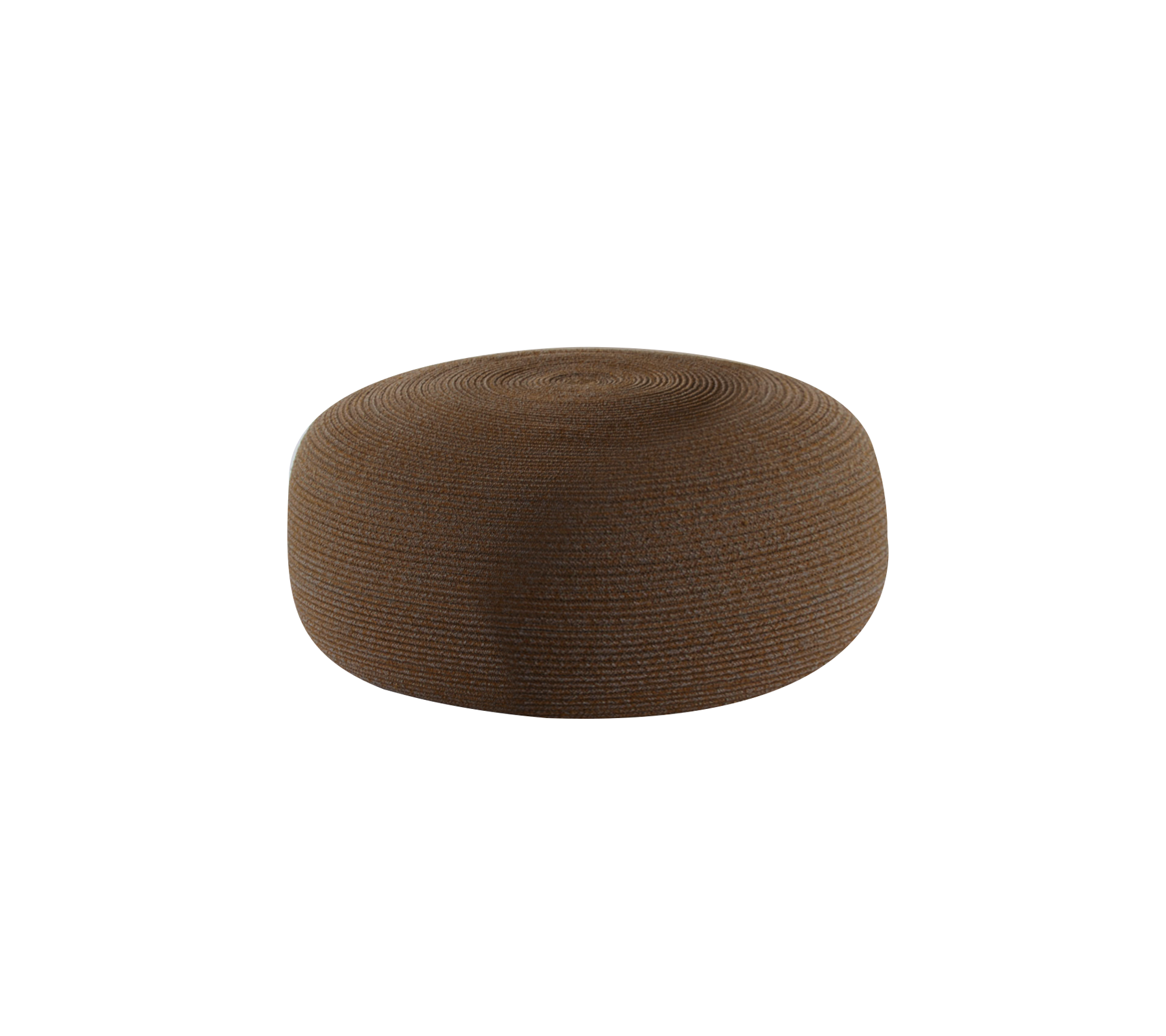 Round, textured cushion in a warm brown tone, designed for comfort and style.