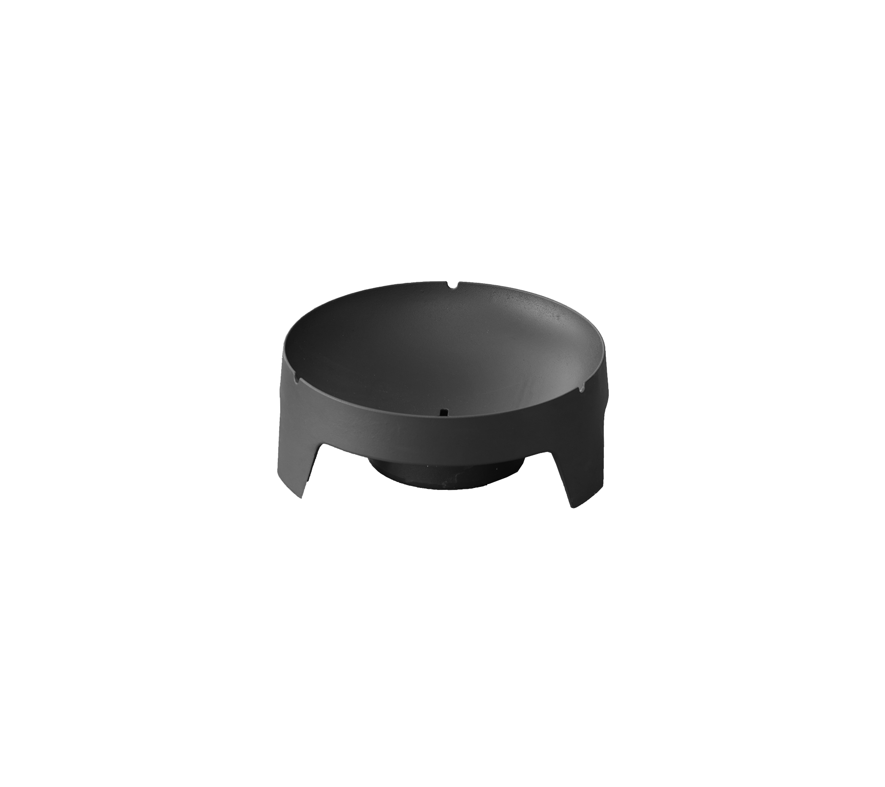 Stylish black circular base with a smooth surface and notched edges, designed for stability and support.