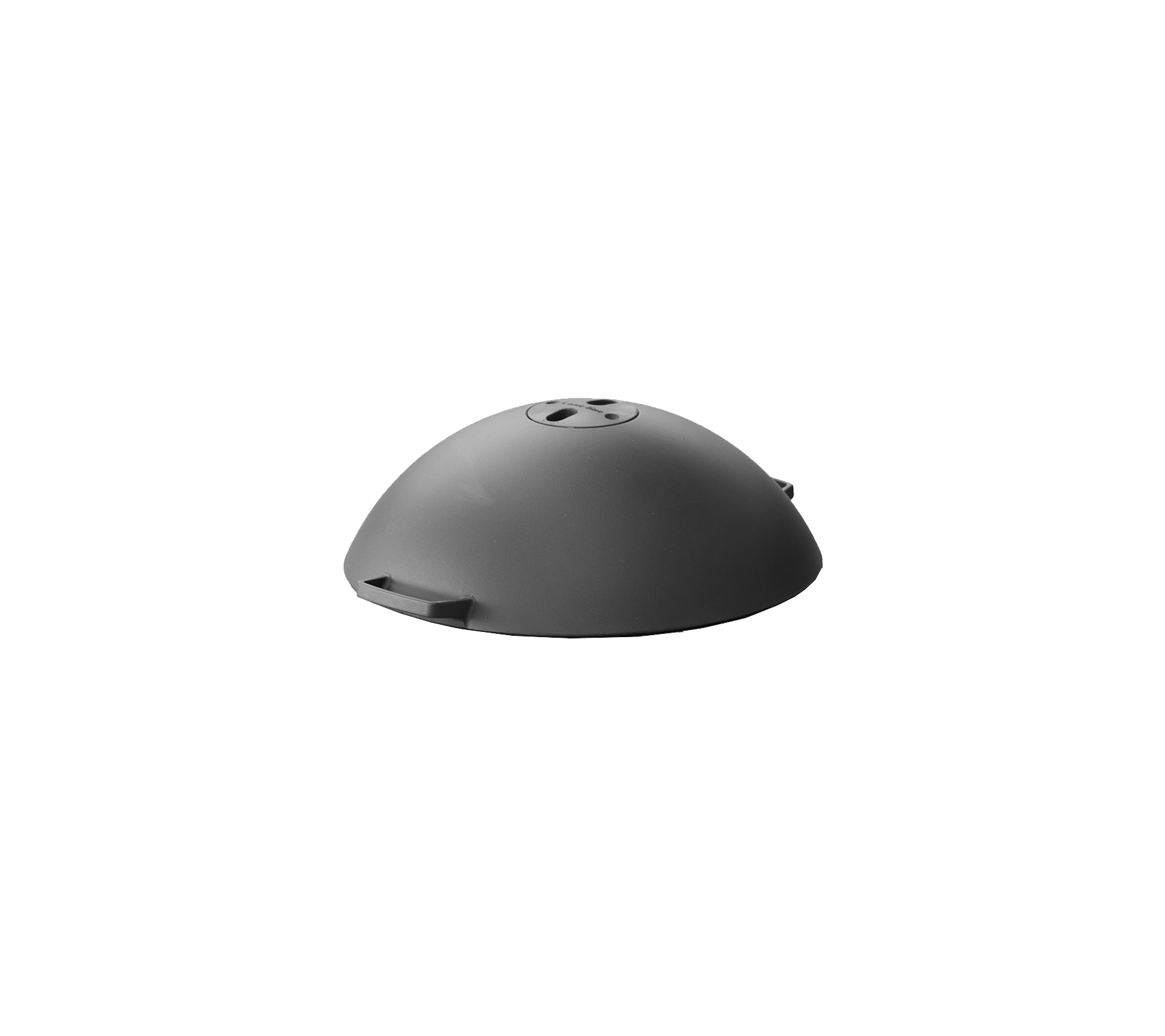 Gray dome-shaped accessory part with a smooth surface and a central opening, designed for a specific application or device.