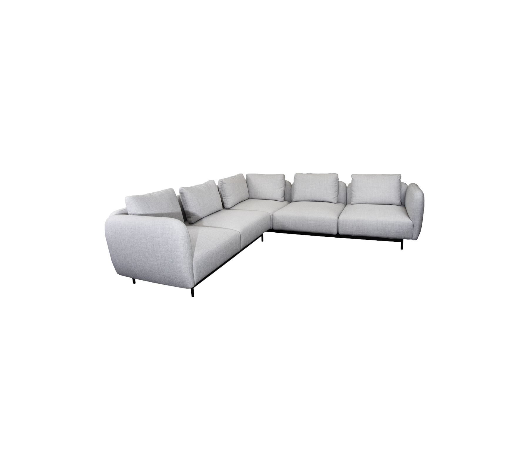L-shaped gray sectional sofa with plush cushions, featuring clean lines and minimalistic design for modern decor.