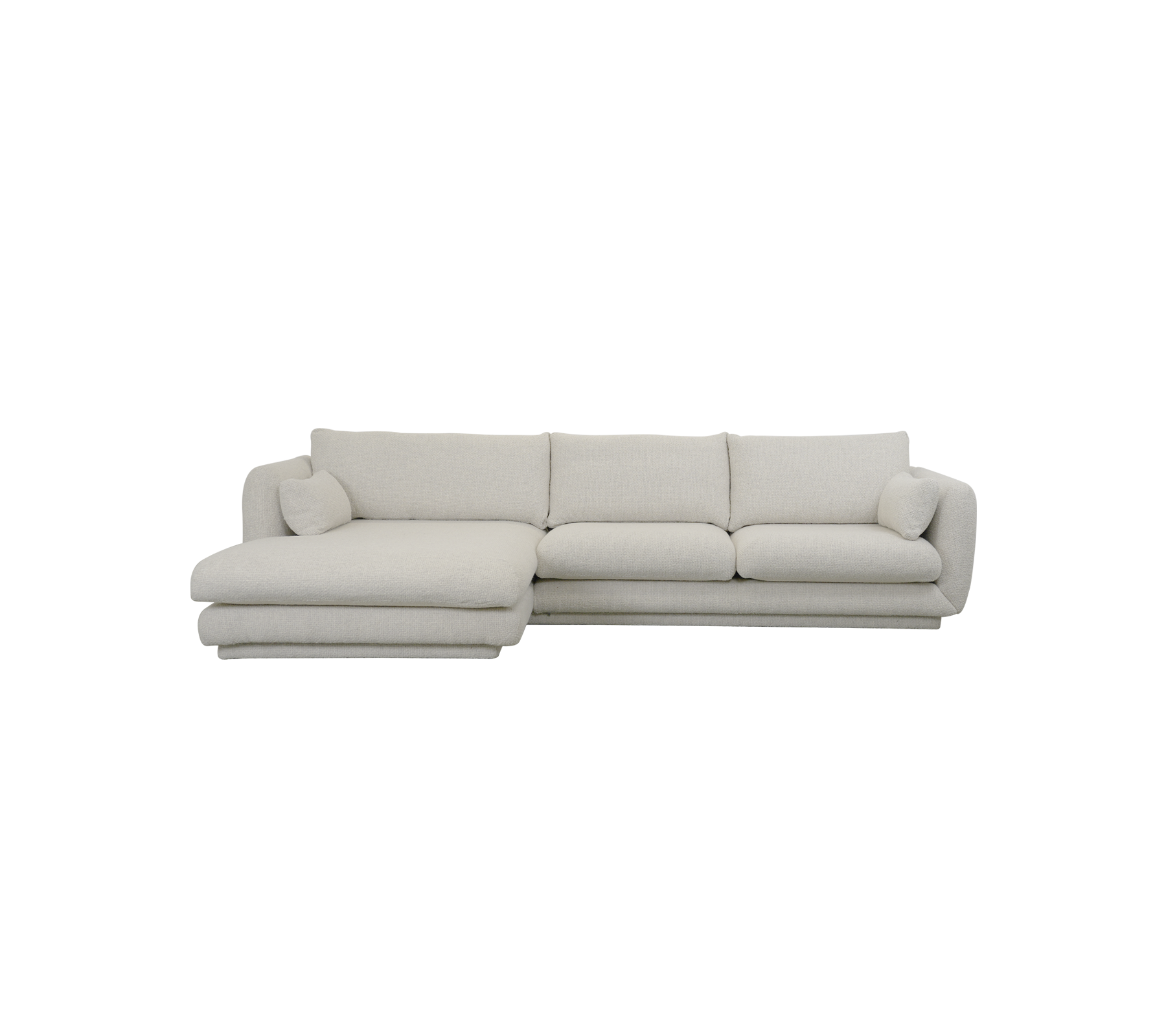 Modern sand sectional sofa with plush cushions.