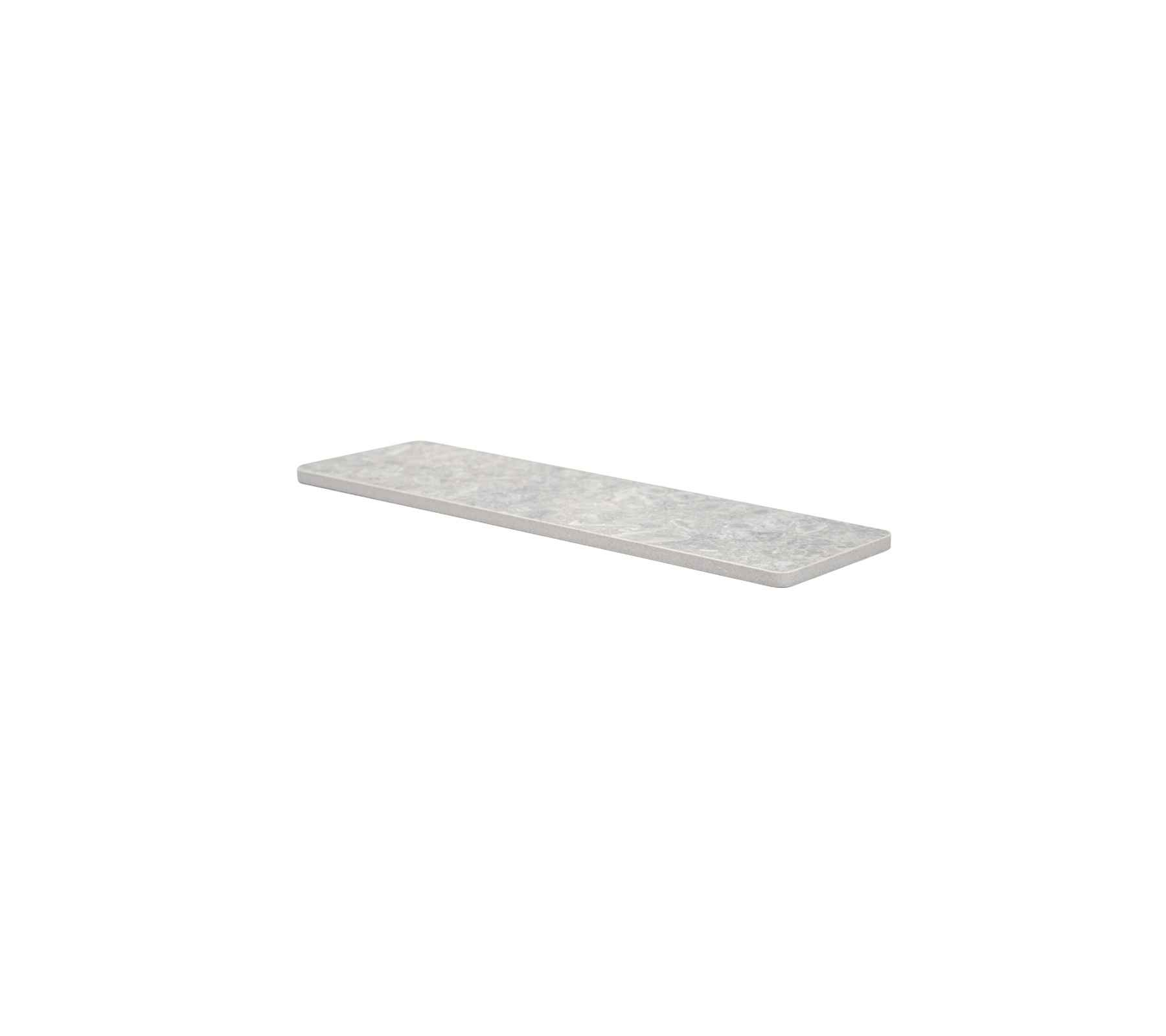 A sleek, rectangular countertop slab with a smooth surface in a light gray tone, ideal for various applications.