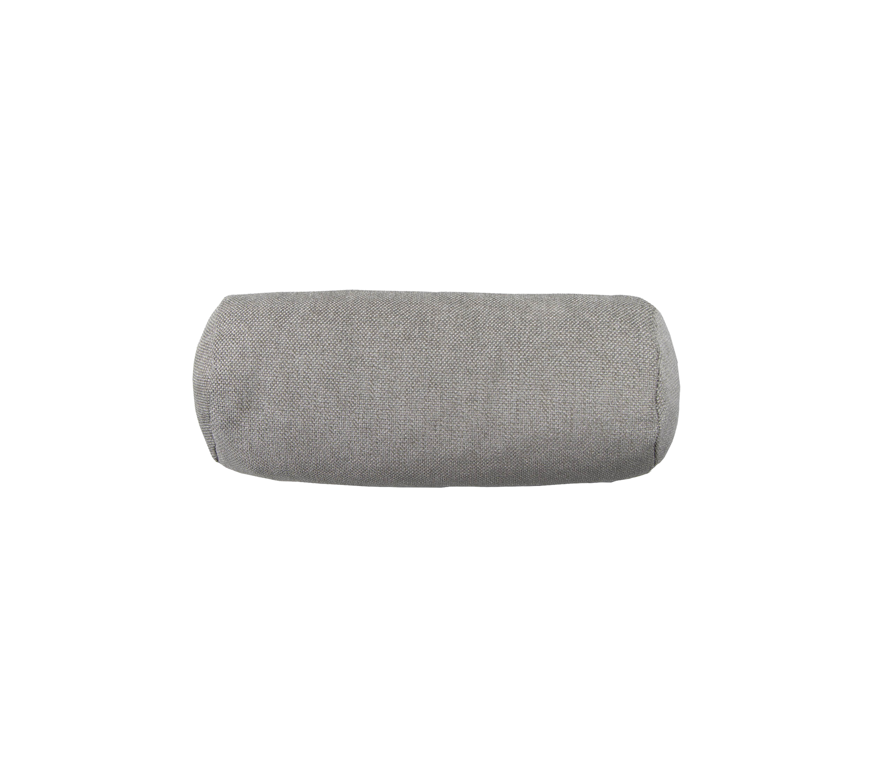 Gray cylindrical cushion with a textured fabric surface, ideal for providing support and comfort.
