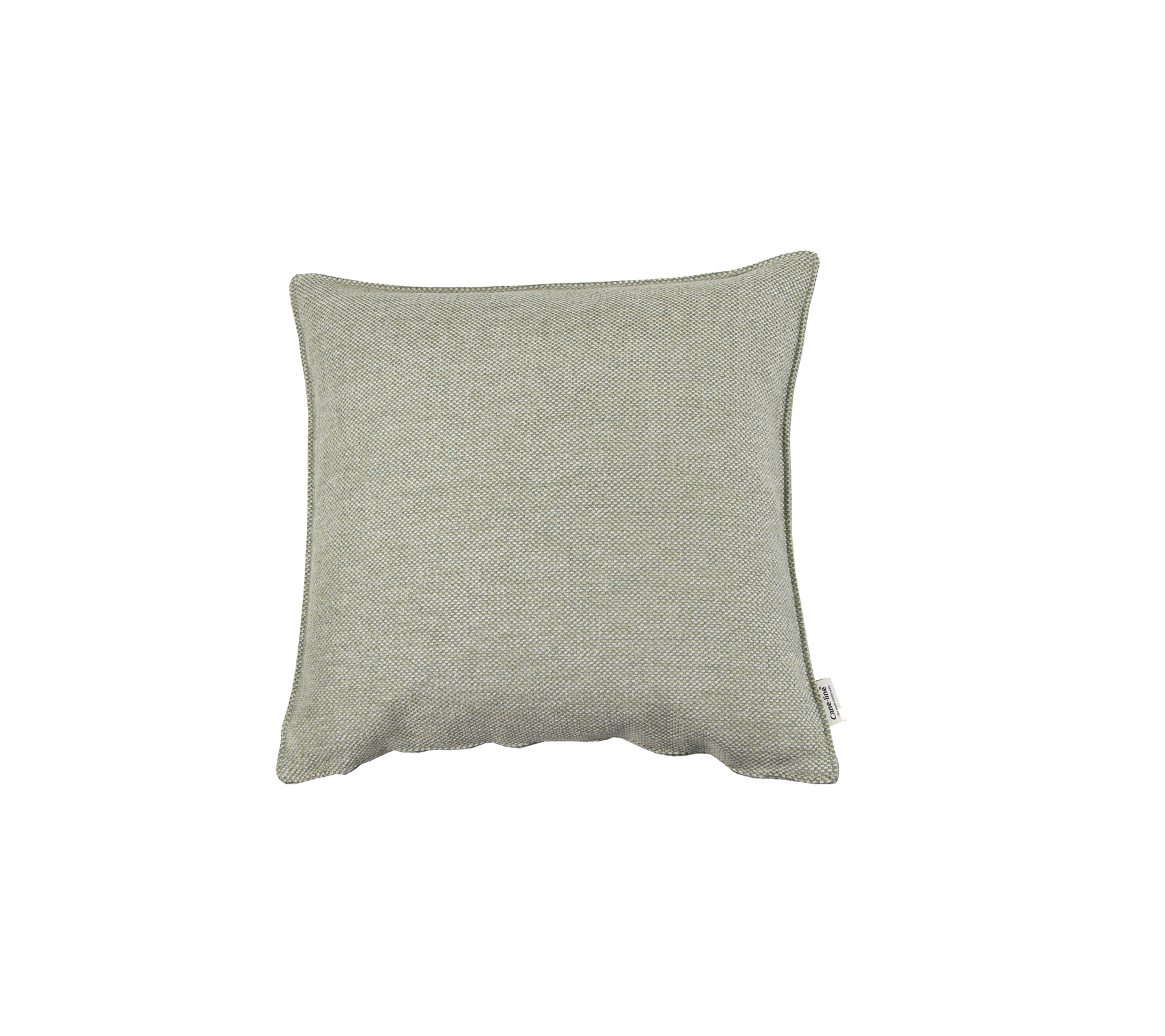 Soft square pillow in a light gray fabric, perfect for adding comfort and style to any space.