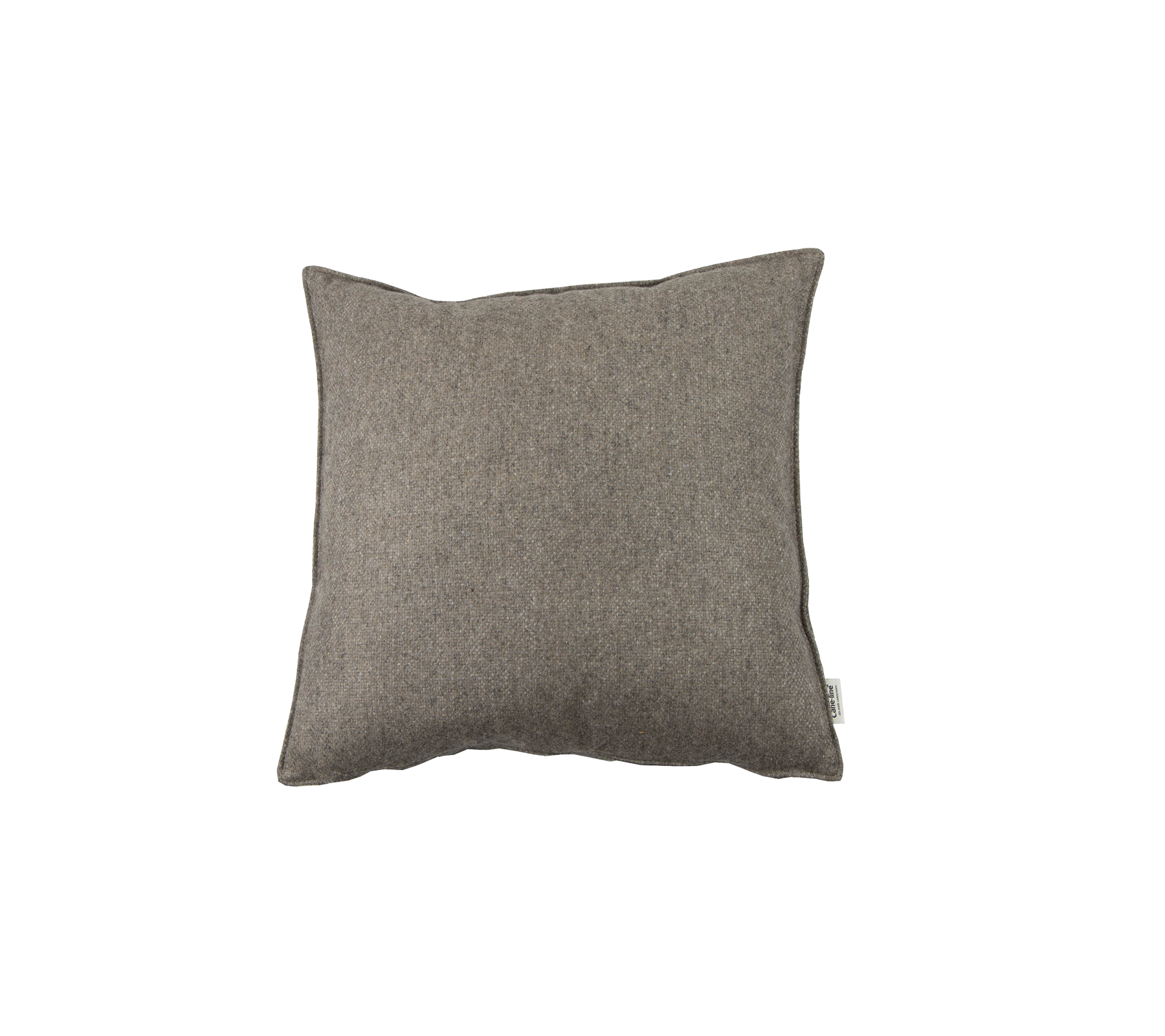 Square decorative pillow in a neutral brown fabric, adding a touch of comfort and style to any space.